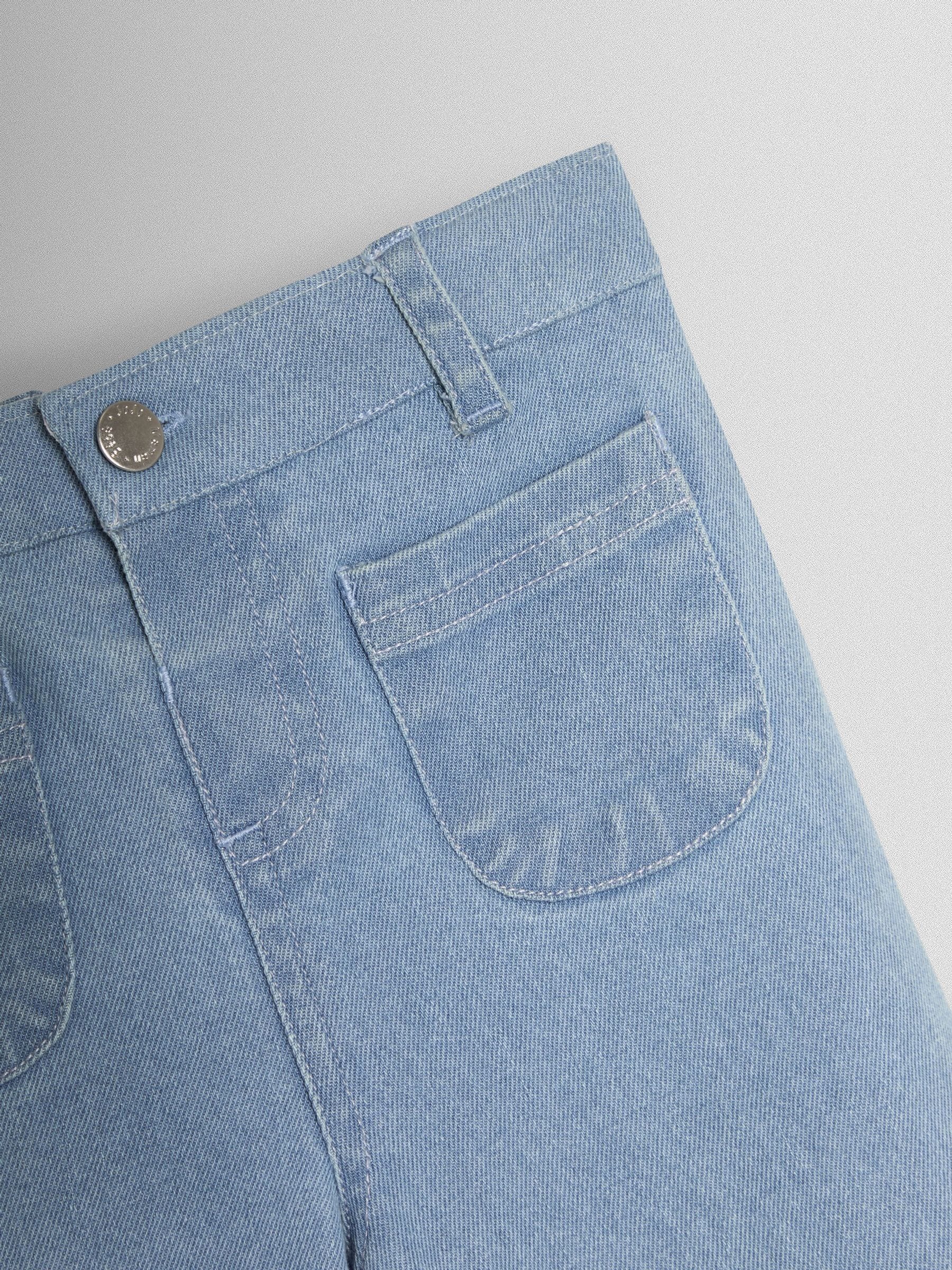 JoJo Maman Bébé Denim Blue Wide Leg Patch Pocket Denim Trousers image 3