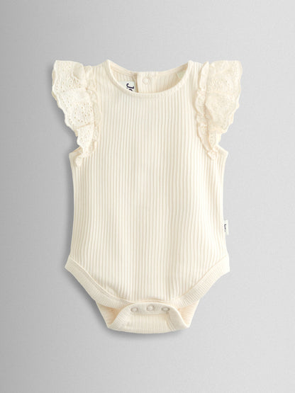 JoJo Maman Bébé Pink & Cream 2-Pack Broderie Frill Sleeve Body image 2