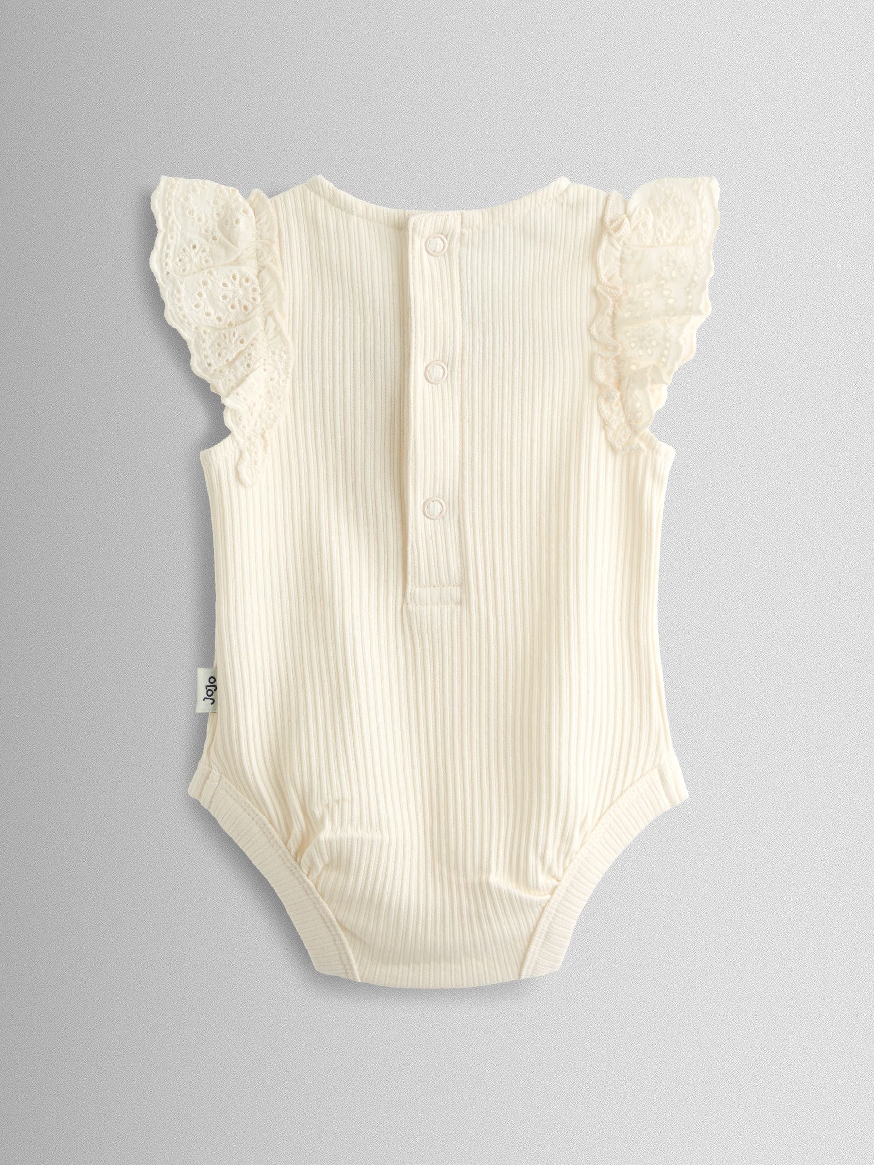 JoJo Maman Bébé Pink & Cream 2-Pack Broderie Frill Sleeve Body image 4