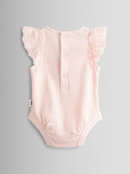 JoJo Maman Bébé Pink & Cream 2-Pack Broderie Frill Sleeve Body image 5
