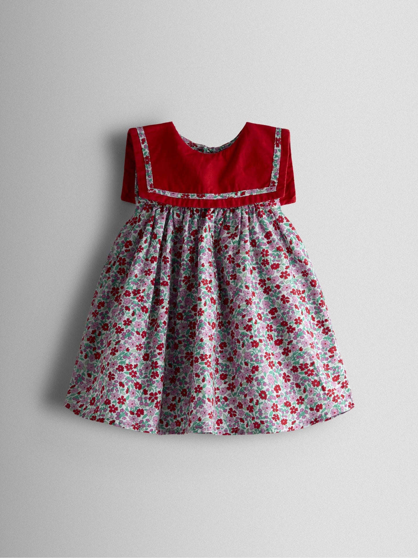 JoJo Maman Bébé Red Ditsy Floral Sailor Baby Dress image 2