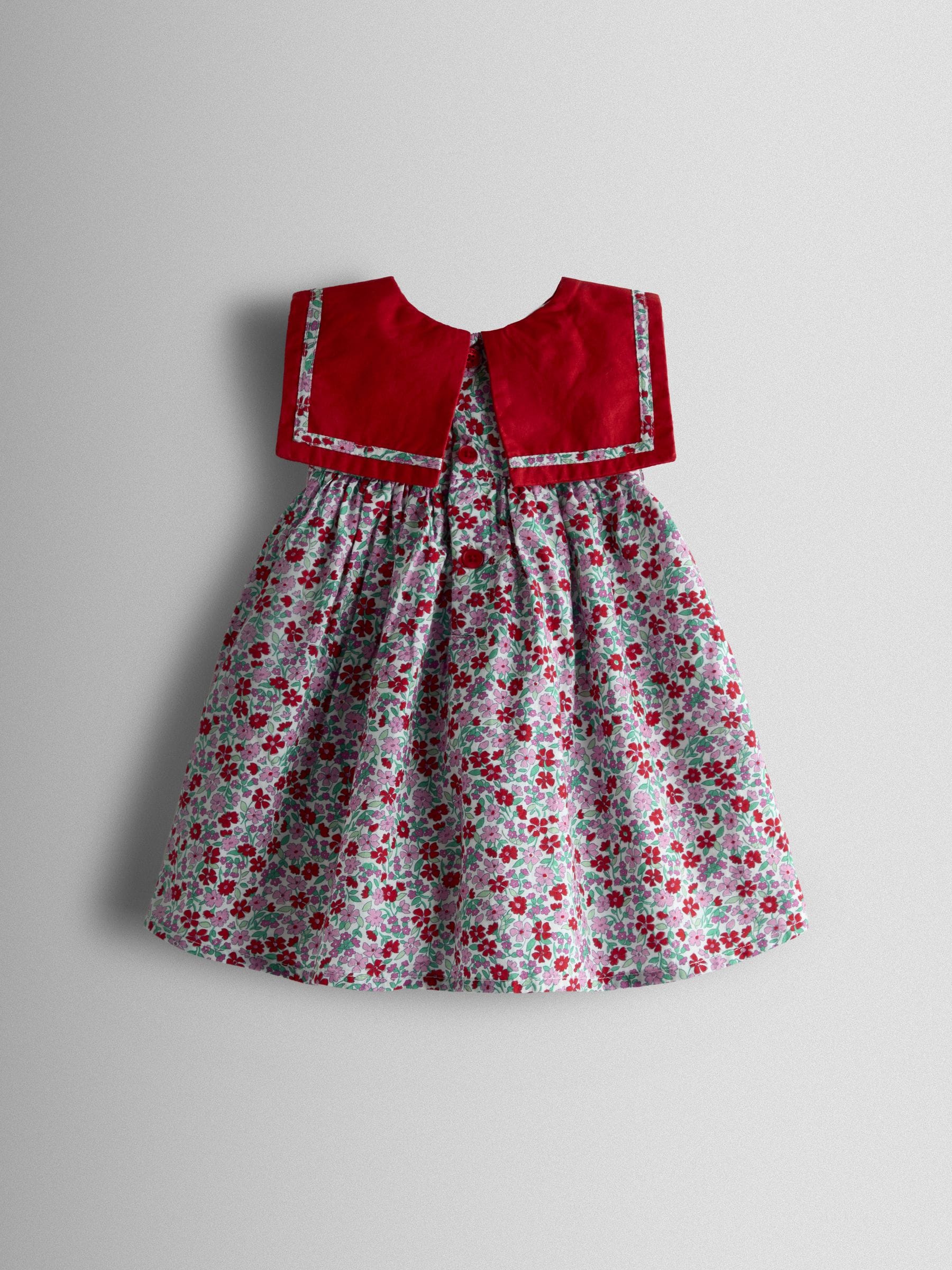 JoJo Maman Bébé Red Ditsy Floral Sailor Baby Dress image 3