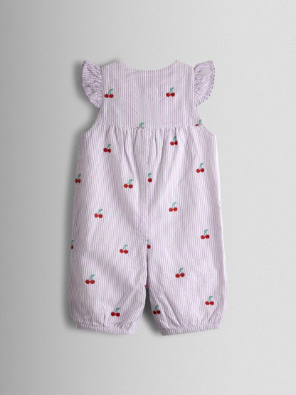 JoJo Maman Bébé Purple Cherry Button Front Embroidered Romper image 2