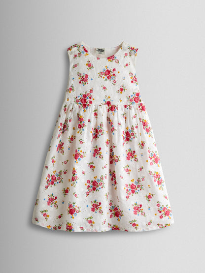 JoJo Maman Bébé White Broderie Roses Heart Cut Out Sundress image 1