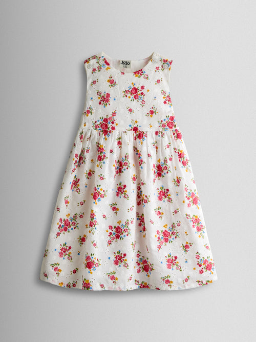 JoJo Maman Bébé White Broderie Roses Heart Cut Out Sundress image 1