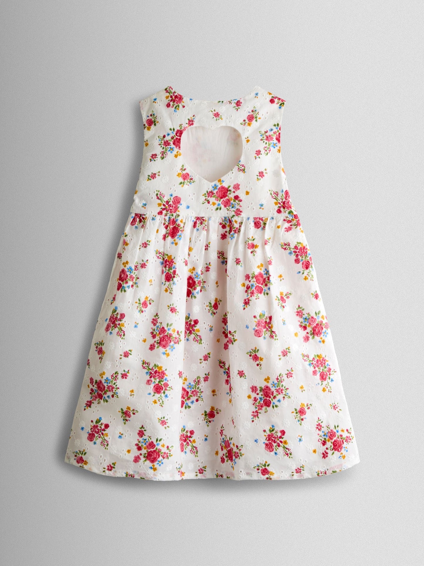 JoJo Maman Bébé White Broderie Roses Heart Cut Out Sundress image 2