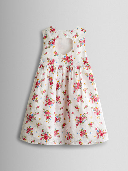 JoJo Maman Bébé White Broderie Roses Heart Cut Out Sundress image 2