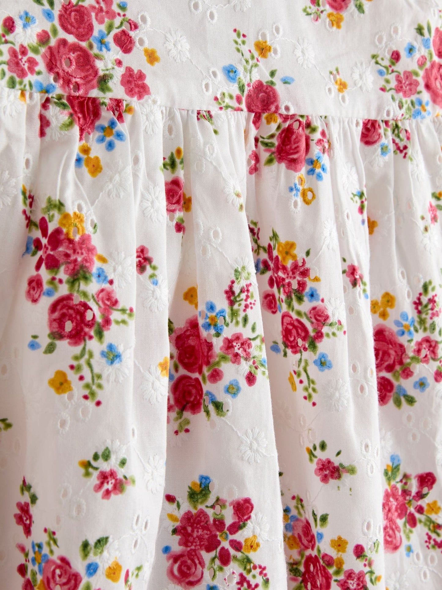 JoJo Maman Bébé White Broderie Roses Heart Cut Out Sundress image 3