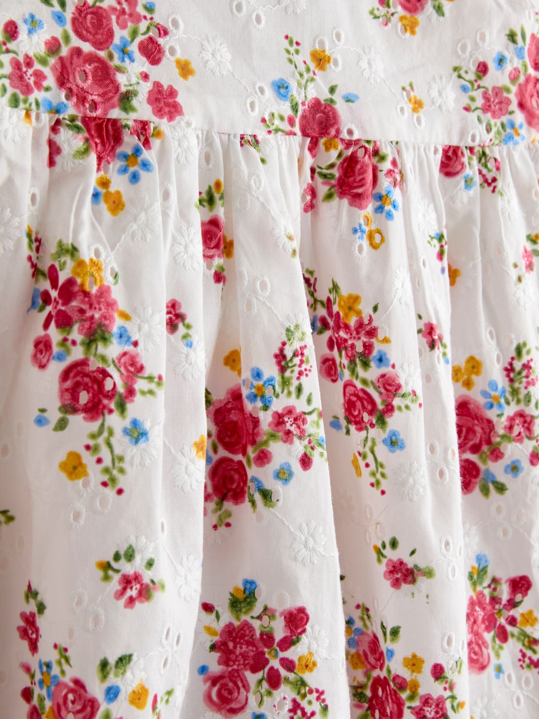 JoJo Maman Bébé White Broderie Roses Heart Cut Out Sundress image 3
