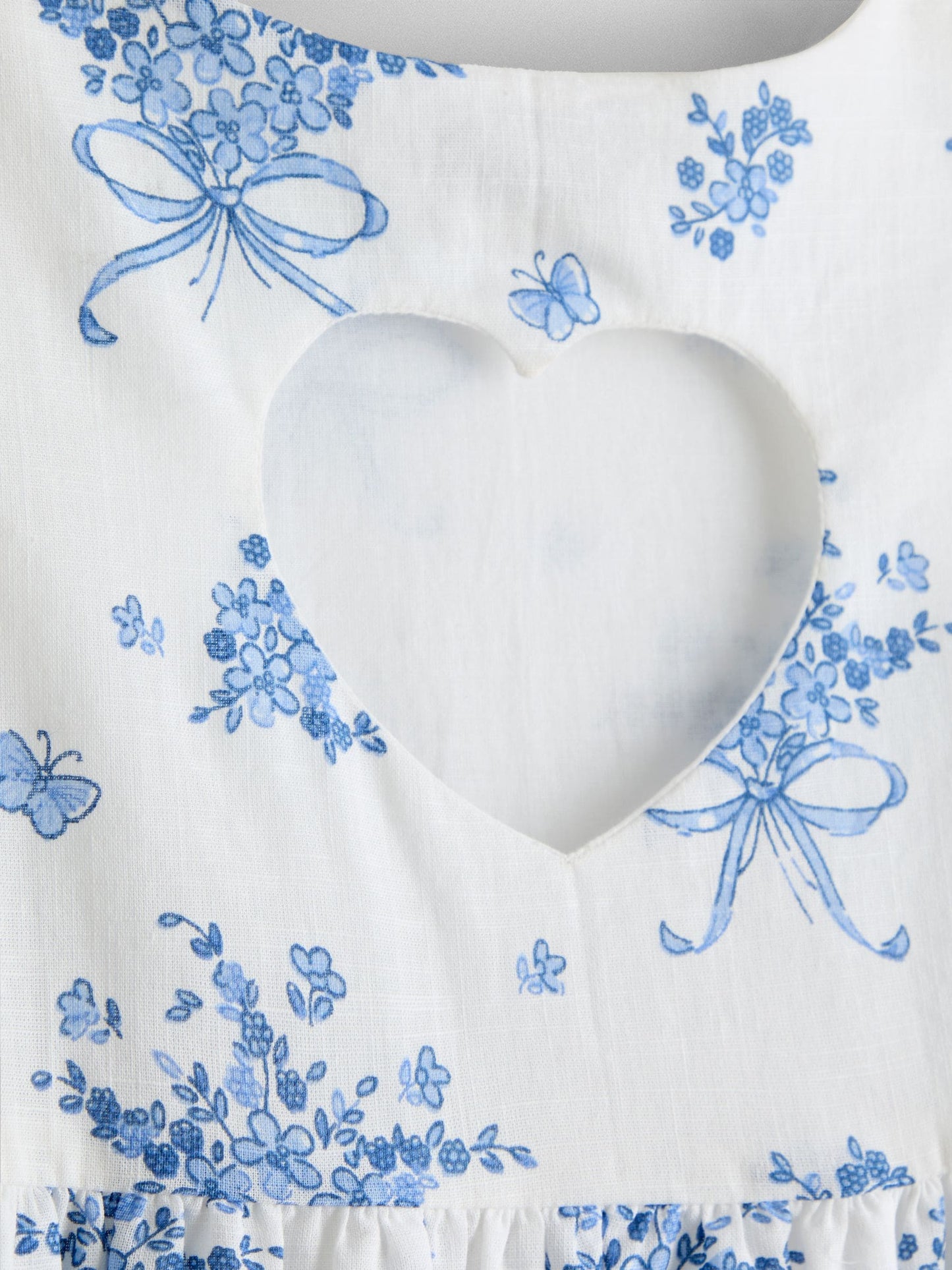 JoJo Maman Bébé Blue Bows & Flowers Heart Cut Out Sun Dress image 4