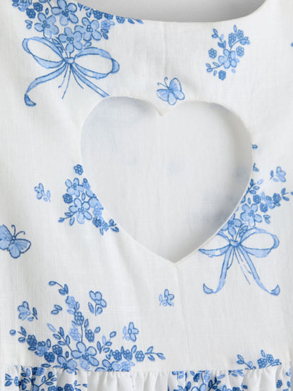 JoJo Maman Bébé Blue Bows & Flowers Heart Cut Out Sun Dress image 4