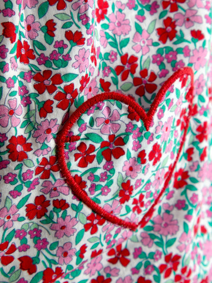 JoJo Maman Bébé Red Floral Ruffle Shoulder Romper image 3