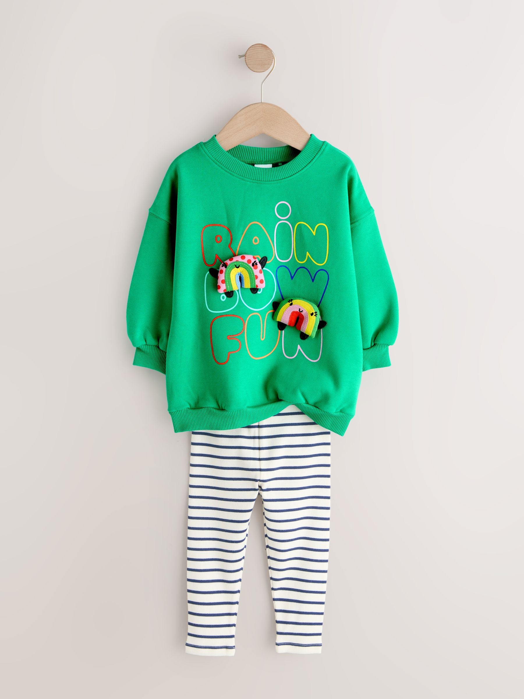 Green Rainbow Sweatshirt & Flare Leggings Set (3mths-7yrs) image 6