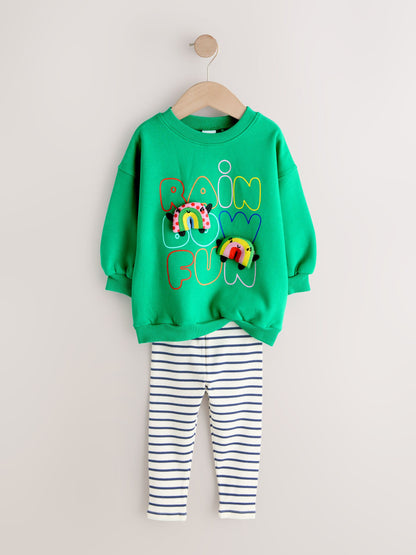 Green Rainbow Sweatshirt & Flare Leggings Set (3mths-7yrs) image 6