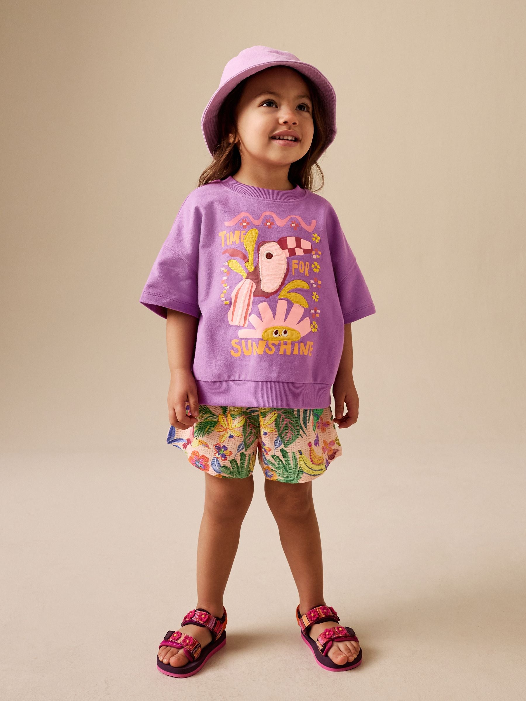 Purple Tropical Top and Shorts Set (3mths-7yrs) image 2