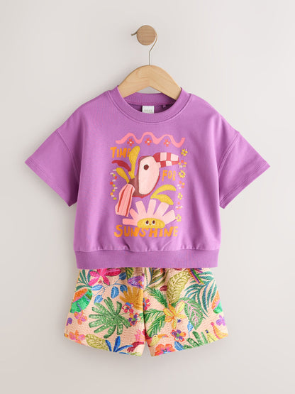 Purple Tropical Top and Shorts Set (3mths-7yrs) image 6