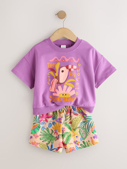 Purple Tropical Top and Shorts Set (3mths-7yrs) image 7
