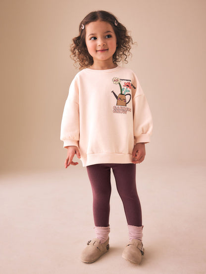 Cream Garden Graphic Sweatshirt and Leggings Set (3mths-7yrs) image 1