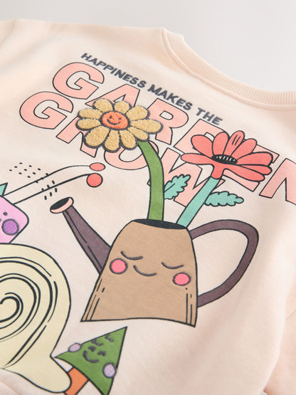 Cream Garden Graphic Sweatshirt and Leggings Set (3mths-7yrs) image 10
