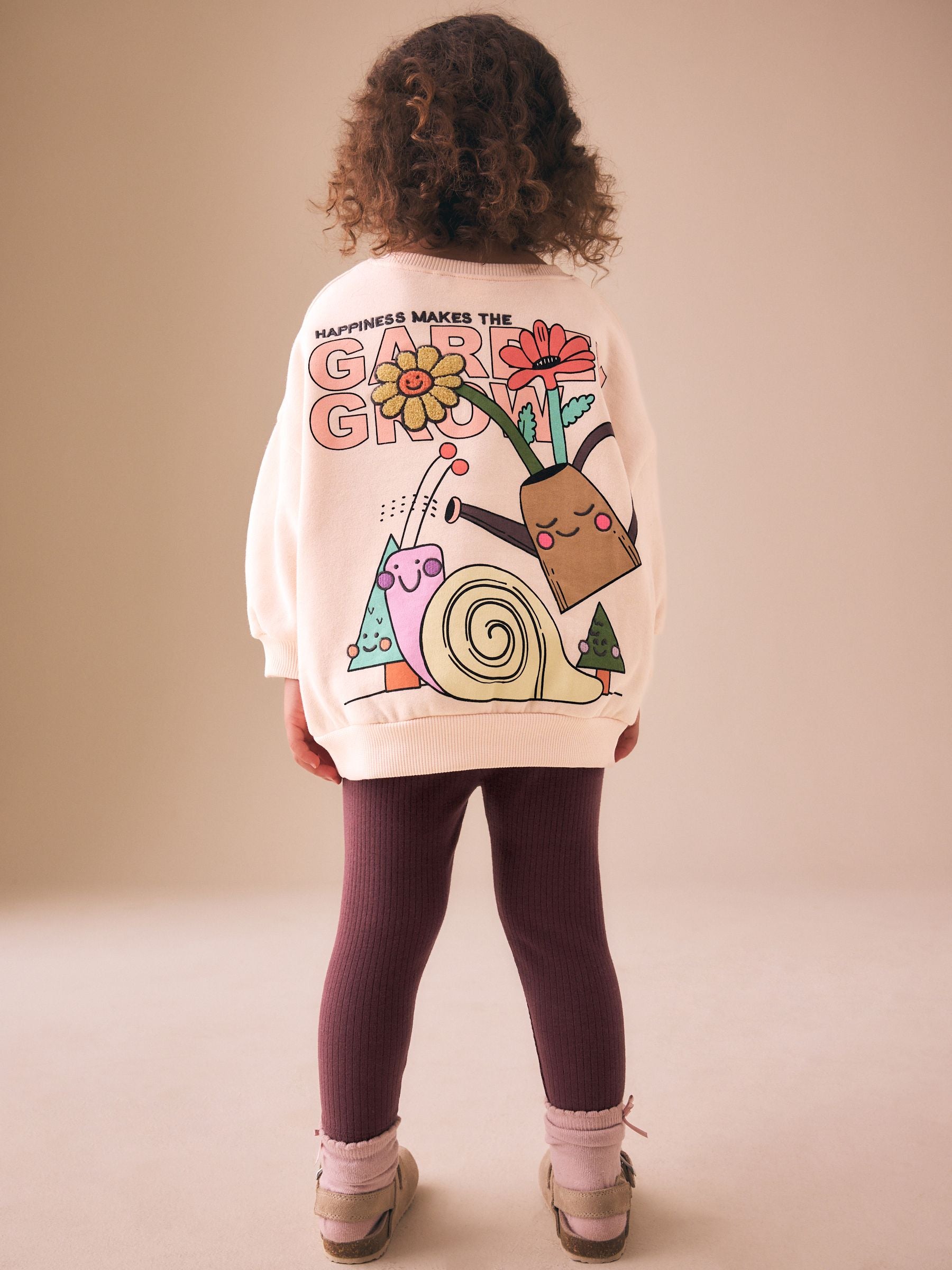 Cream Garden Graphic Sweatshirt and Leggings Set (3mths-7yrs) image 3