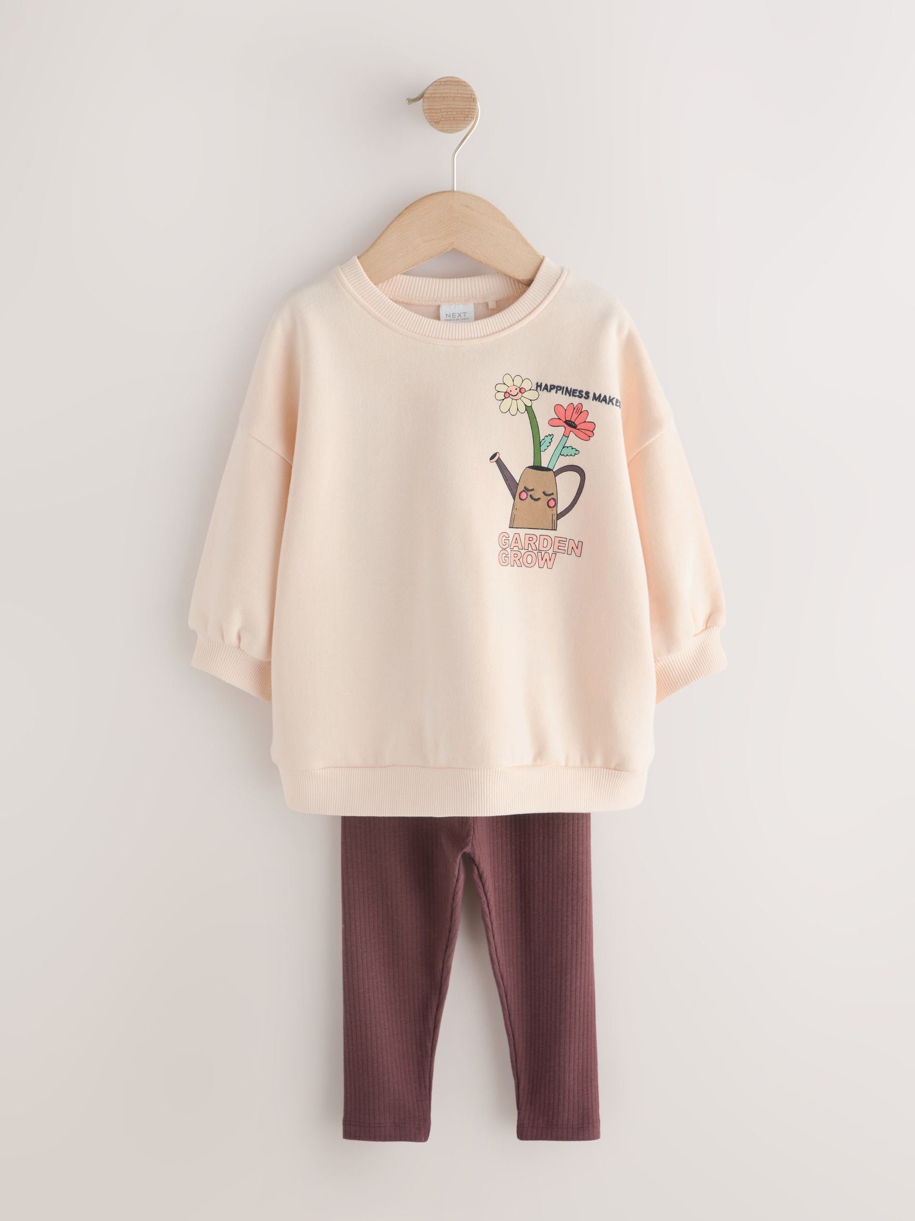 Cream Garden Graphic Sweatshirt and Leggings Set (3mths-7yrs) image 6
