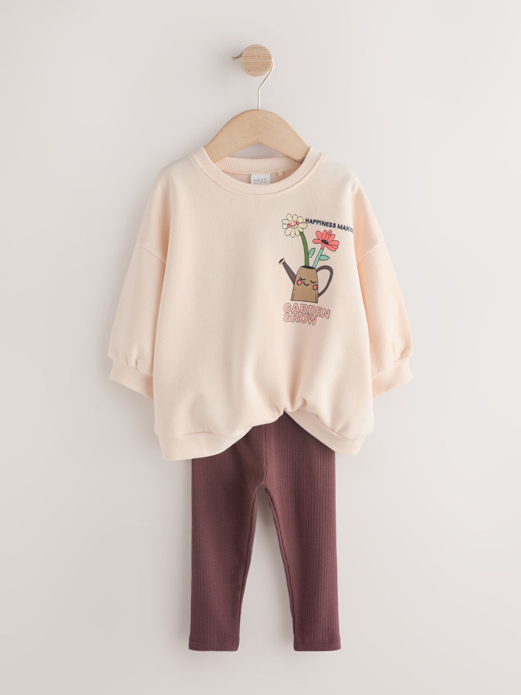 Cream Garden Graphic Sweatshirt and Leggings Set (3mths-7yrs) image 7