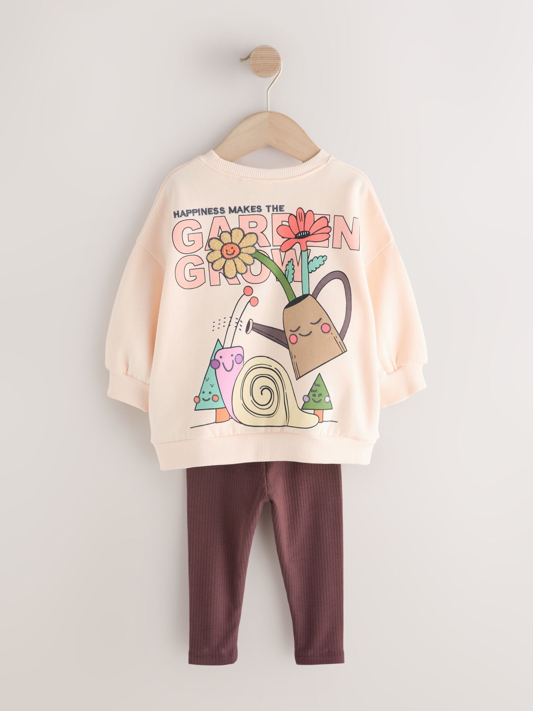 Cream Garden Graphic Sweatshirt and Leggings Set (3mths-7yrs) image 8
