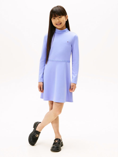 Tommy Hilfiger Purple Sparkle Logo Mock Neck Skater Dress image 1