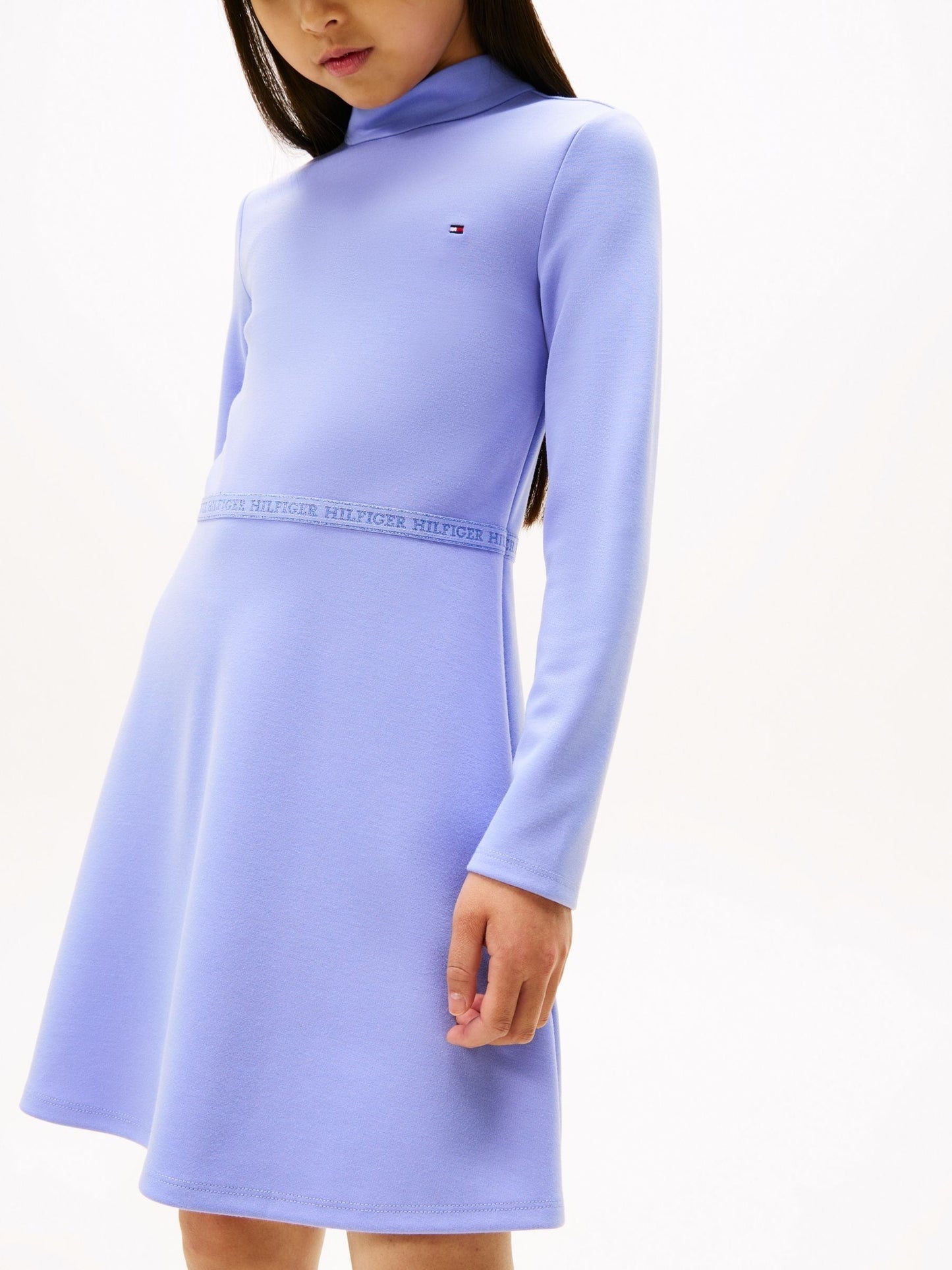 Tommy Hilfiger Purple Sparkle Logo Mock Neck Skater Dress image 3