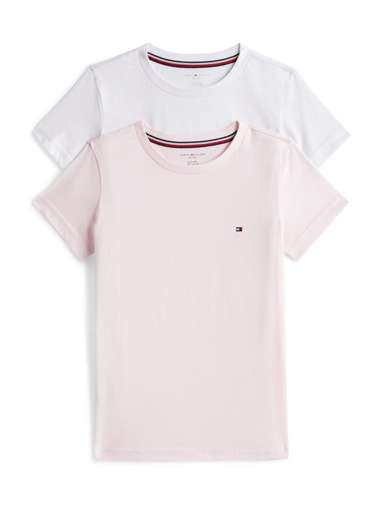 Dsiney Kidz - Tommy Hilfiger Light Pink/White Signature Crew Neck T-Shirts 2 Pack image 1