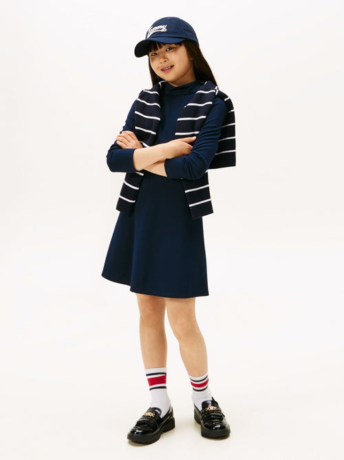 Dsiney Kidz - Tommy Hilfiger Blue Sparkle Logo Mock Neck Skater Dress image 1