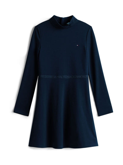Tommy Hilfiger Blue Sparkle Logo Mock Neck Skater Dress image 5