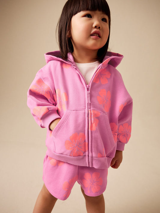 Pink Flowers Sweat Shorts (3mths-7yrs) image 2