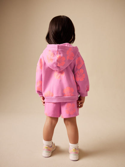 Pink Flowers Sweat Shorts (3mths-7yrs) image 3