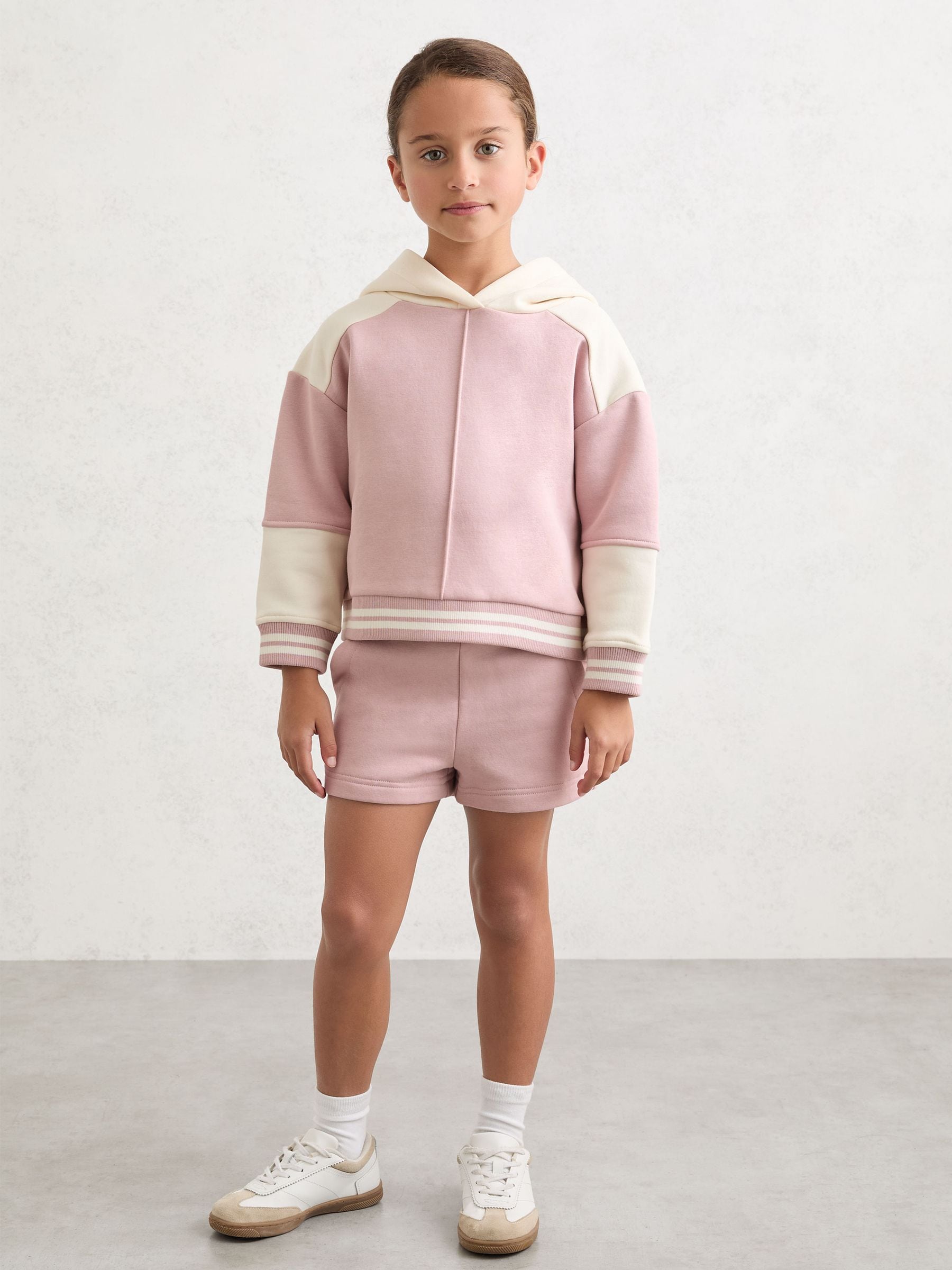 Reiss Pink Patty 3-9 yrs Cotton-Blend Hoodie and Shorts Set image 1