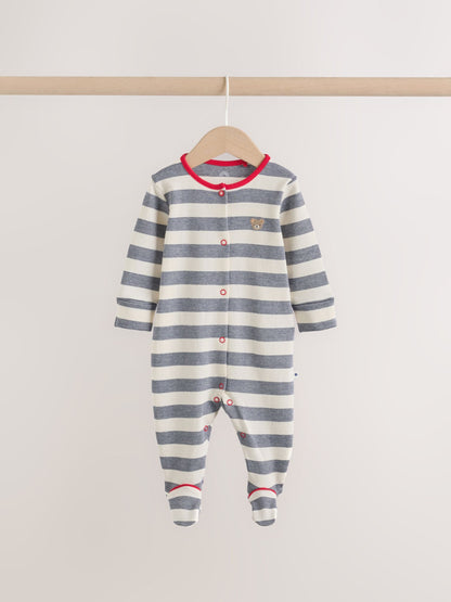 Blue Red Stripe Baby Sleepsuit 3 Pack (0mths-2yrs) image 2