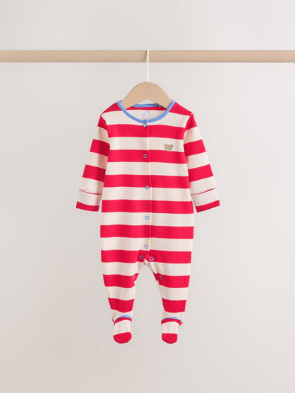 Blue Red Stripe Baby Sleepsuit 3 Pack (0mths-2yrs) image 3