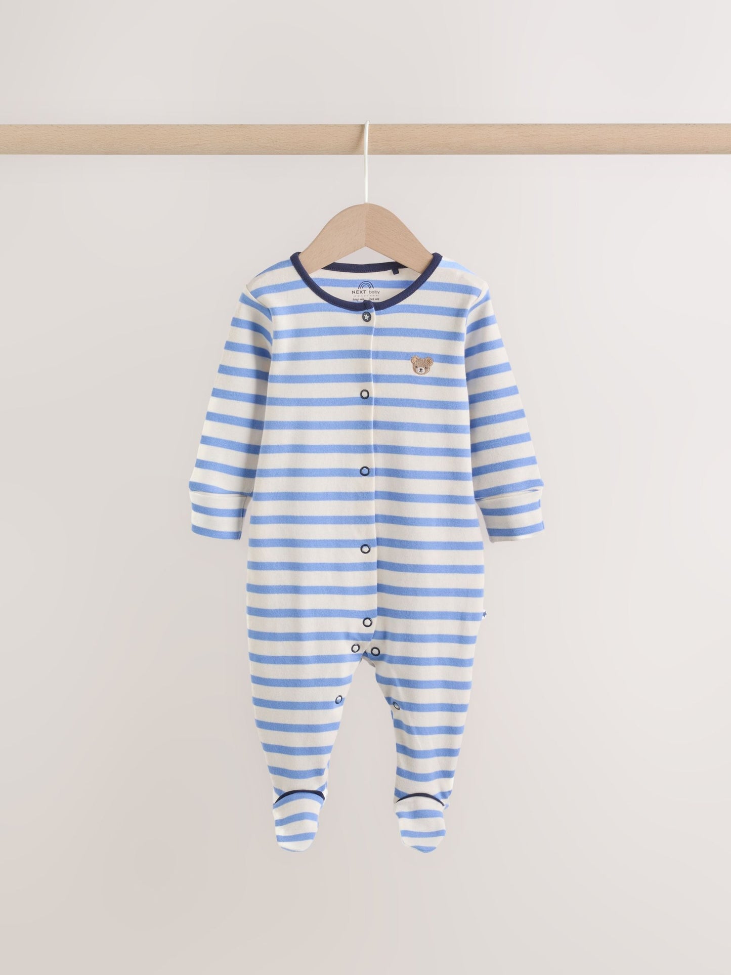 Blue Red Stripe Baby Sleepsuit 3 Pack (0mths-2yrs) image 4