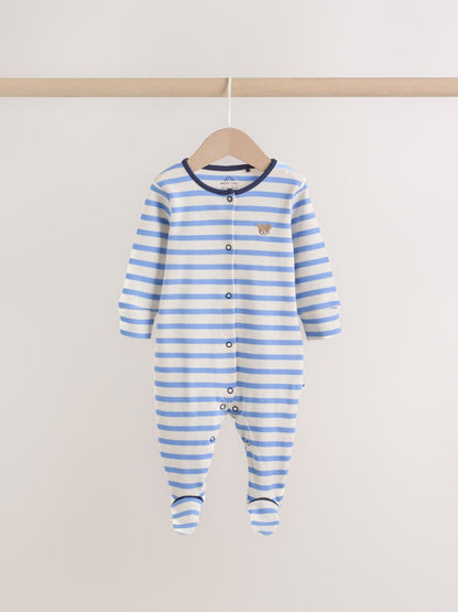 Blue Red Stripe Baby Sleepsuit 3 Pack (0mths-2yrs) image 4