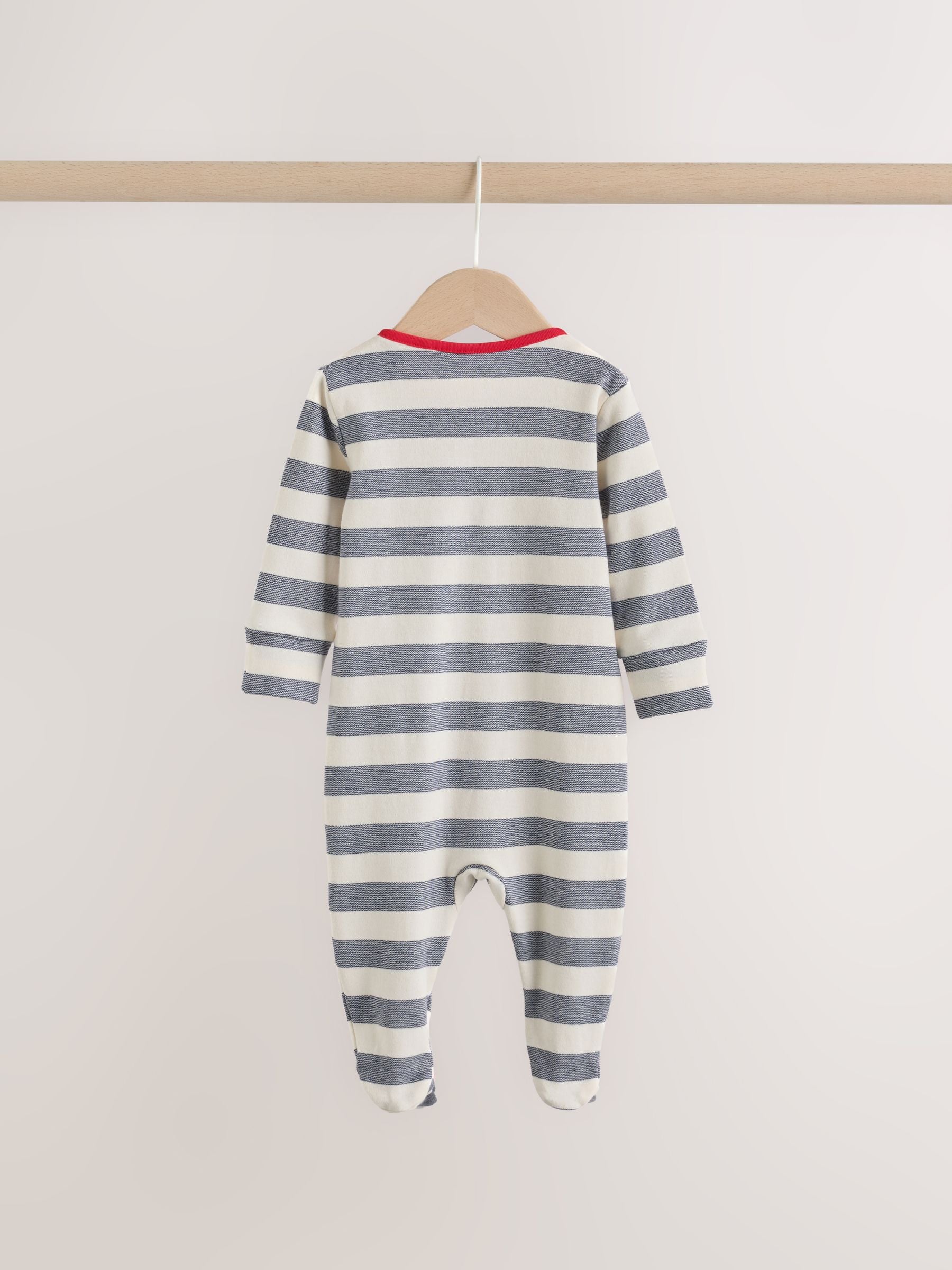 Blue Red Stripe Baby Sleepsuit 3 Pack (0mths-2yrs) image 6