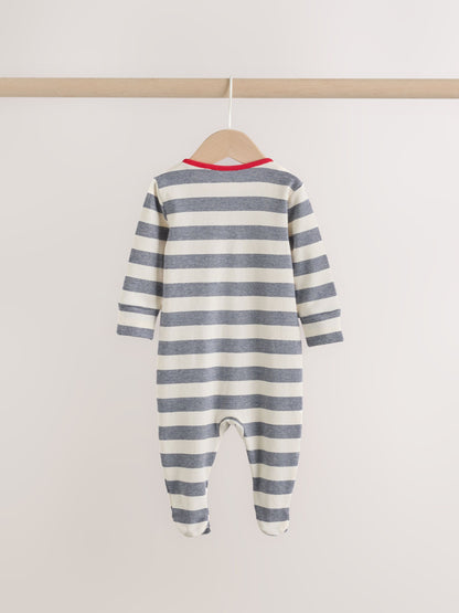 Blue Red Stripe Baby Sleepsuit 3 Pack (0mths-2yrs) image 6