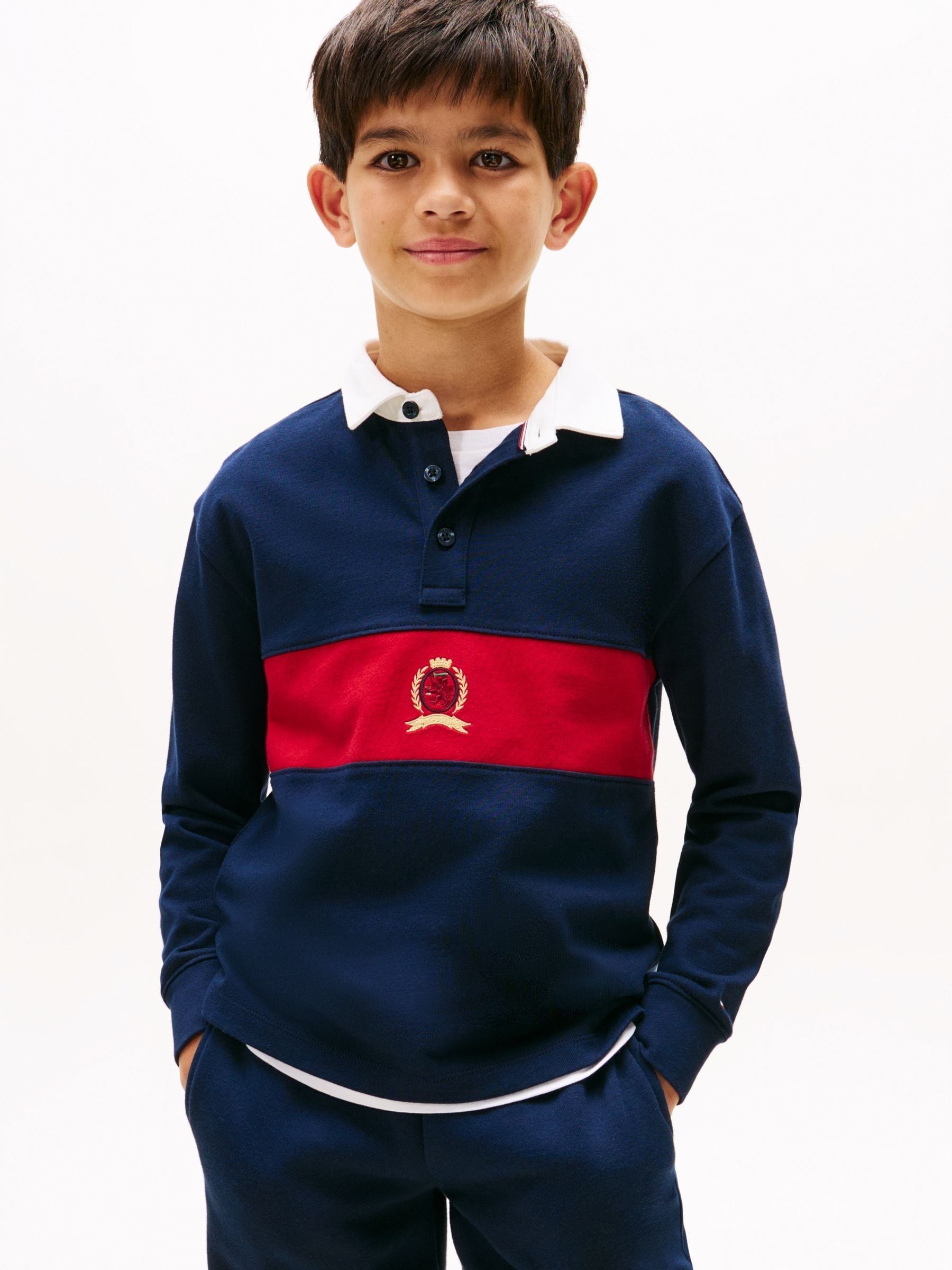 Dsiney Kidz - Tommy Hilfiger Blue Crest Long Sleeve Polo Shirt image 1
