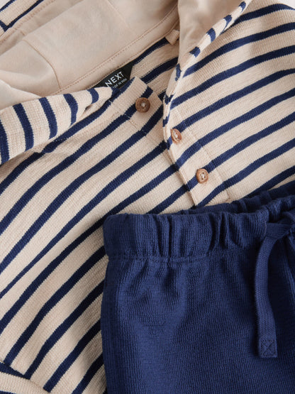 Ecru White Striped Textured Sweat Top and Shorts Set (3mths-7yrs) image 4