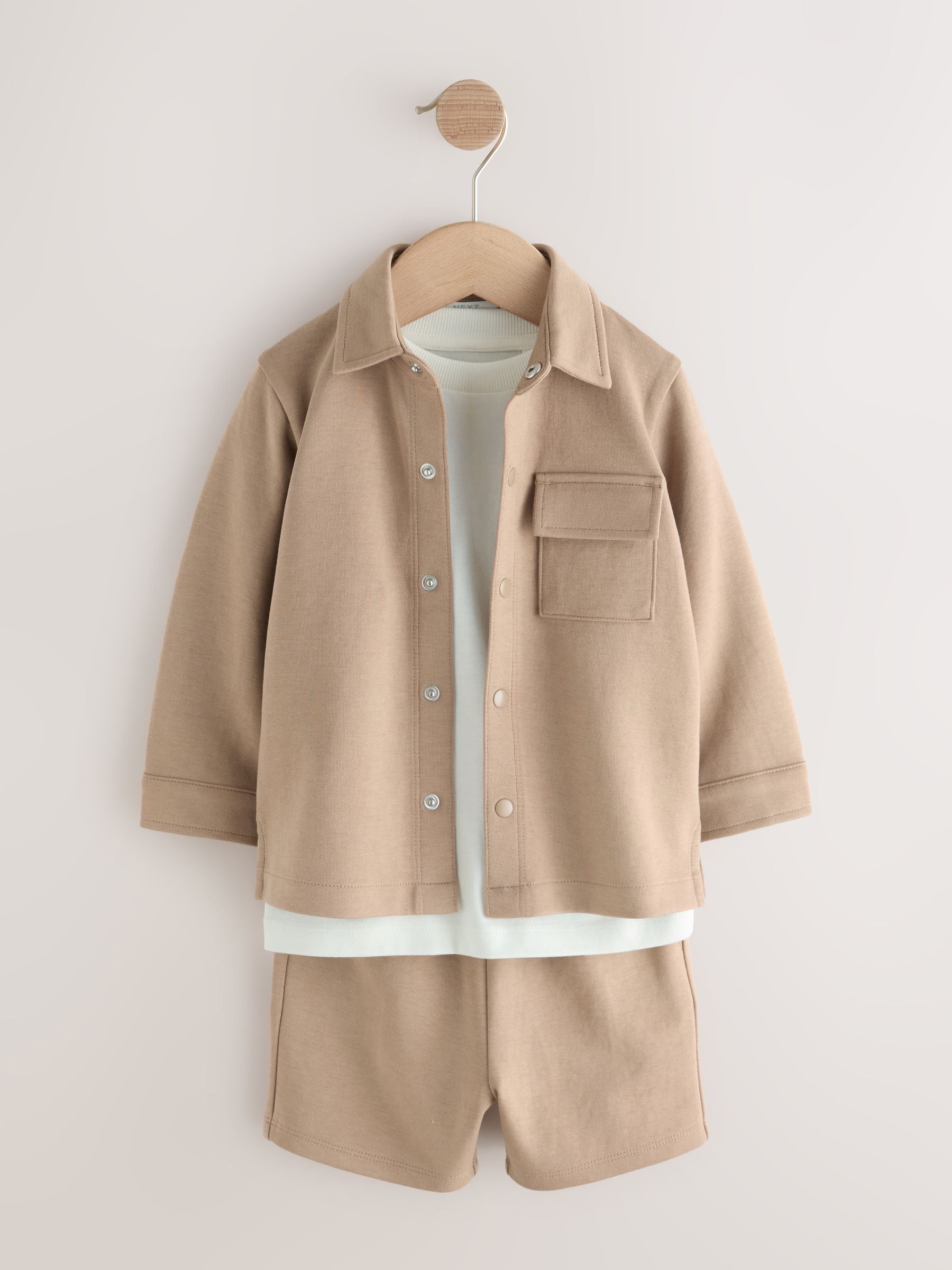 Tan Brown Jersey Shirt T-Shirt and Shorts Set (3mths-7yrs) image 1