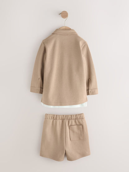 Tan Brown Jersey Shirt T-Shirt and Shorts Set (3mths-7yrs) image 2
