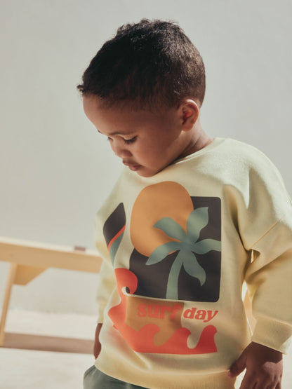 Yellow Surf Day Crew Neck Sweatshirt and Shorts Set (3mths-7yrs) (3mths-7yrs) image 4