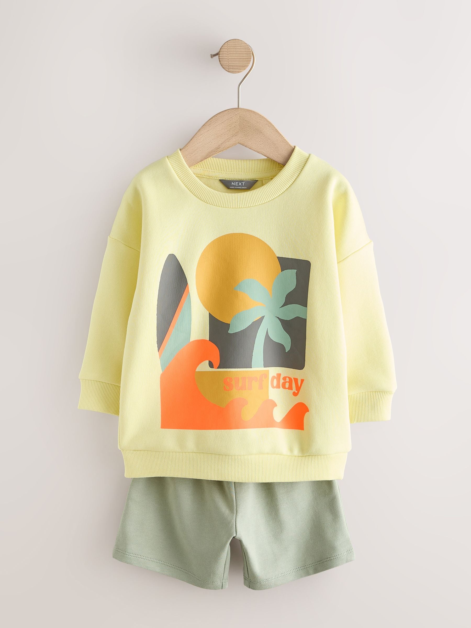 Yellow Surf Day Crew Neck Sweatshirt and Shorts Set (3mths-7yrs) (3mths-7yrs) image 6