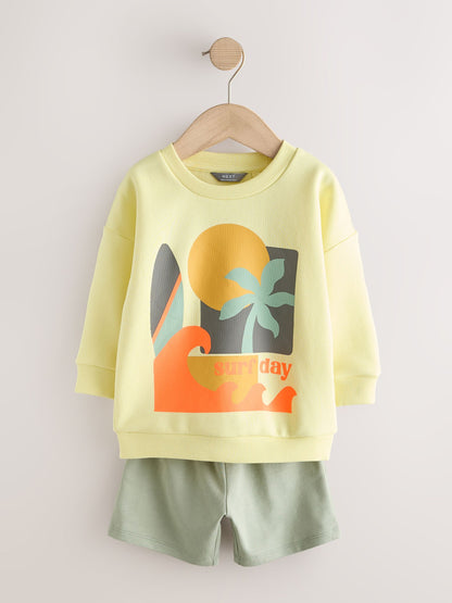 Yellow Surf Day Crew Neck Sweatshirt and Shorts Set (3mths-7yrs) (3mths-7yrs) image 6