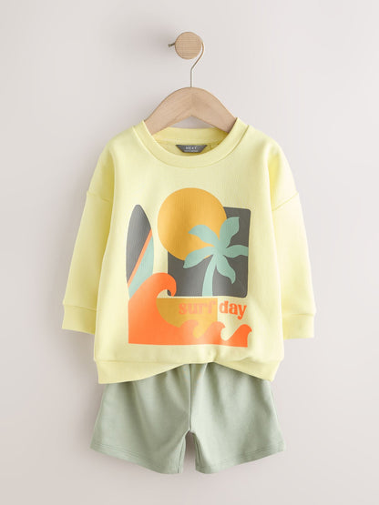 Yellow Surf Day Crew Neck Sweatshirt and Shorts Set (3mths-7yrs) (3mths-7yrs) image 7