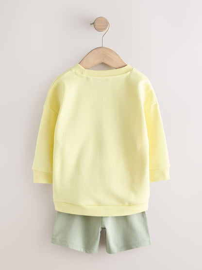 Yellow Surf Day Crew Neck Sweatshirt and Shorts Set (3mths-7yrs) (3mths-7yrs) image 8